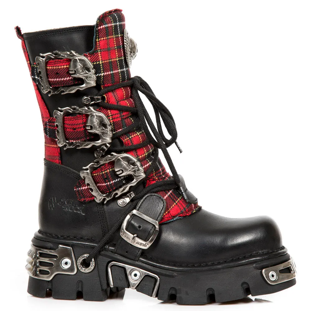 391T-S1 Leather Tartan Gothic Boots Multi-Function Wear sole