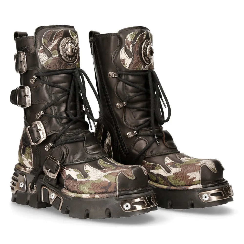 591 S15 Camouflage Flame Metallic Biker Goth Boots Warm Core Rugged Built Rural Traveler
