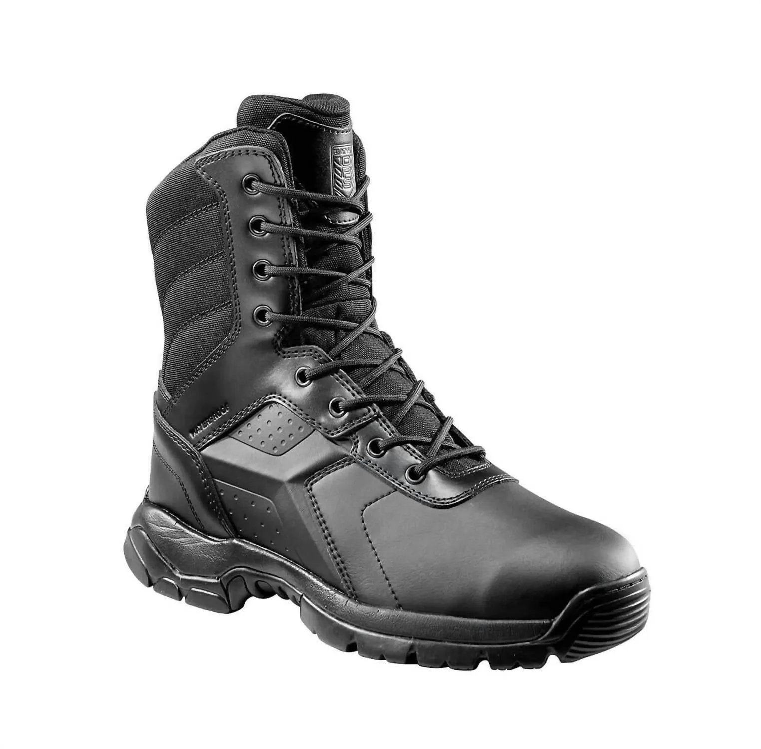 Comfortable Arch Support Outdoor Use 8" Waterproof Tactical Boot - Side Zip Composite Safety Toe In Black