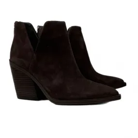 Factory Worker Women's Genuine Suede Pointed Toe Bootie In Chocolate Brown