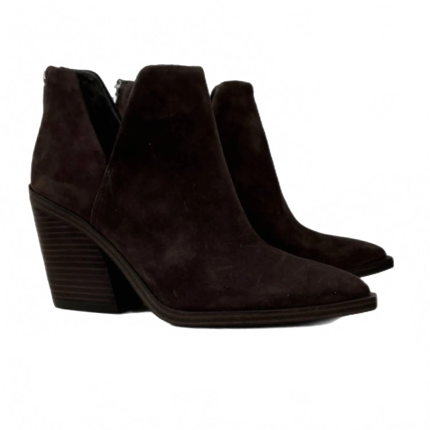 Factory Worker Women's Genuine Suede Pointed Toe Bootie In Chocolate Brown