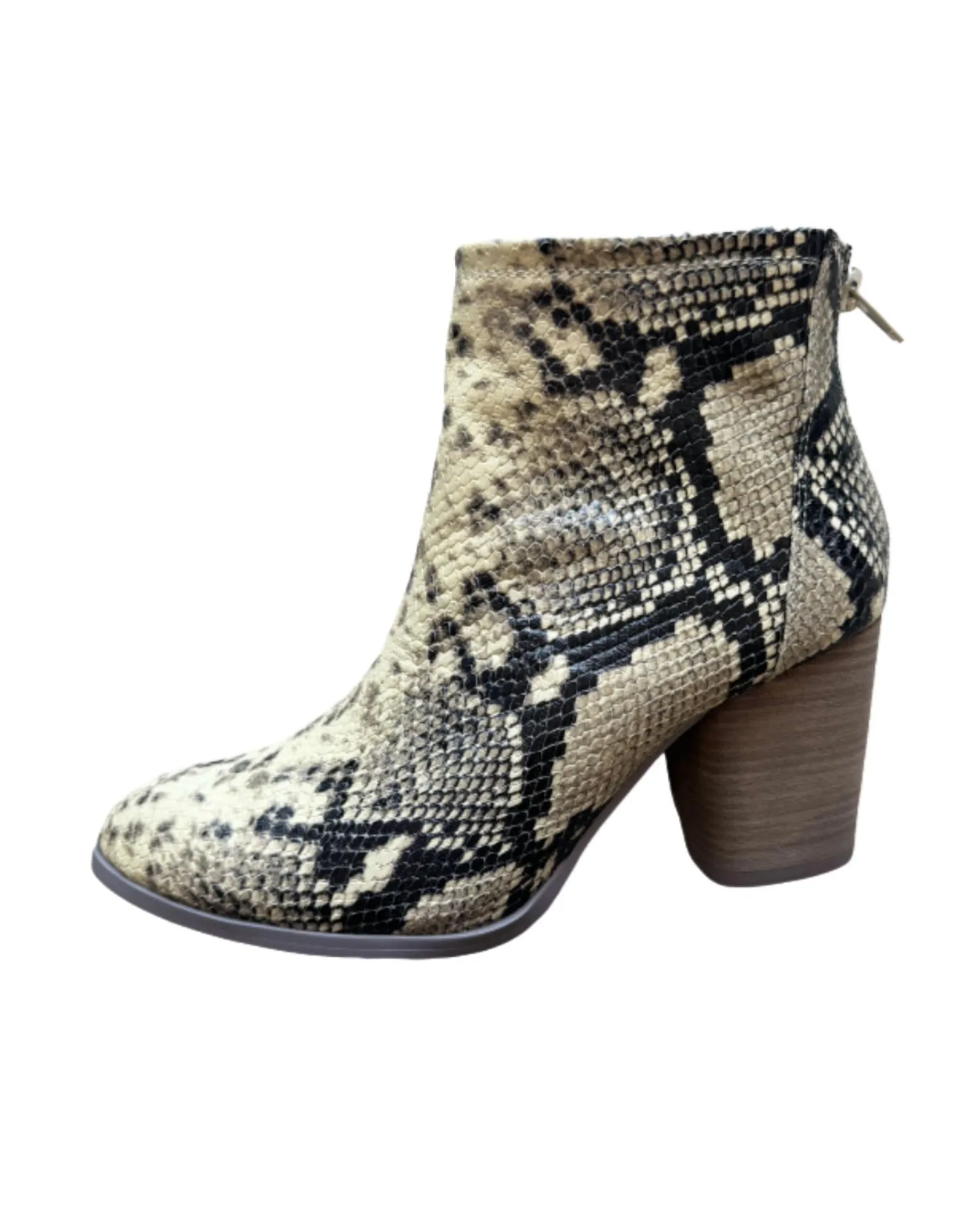 Anti Fatigue Technology Women's Avery Heeled Bootie In Neutral Embossed Snakeprint