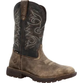 Slip Resistant City Walking Breathable Lining Men's Legacy 32 Waterproof Pull-On Work Western Boot In Distressed Brown