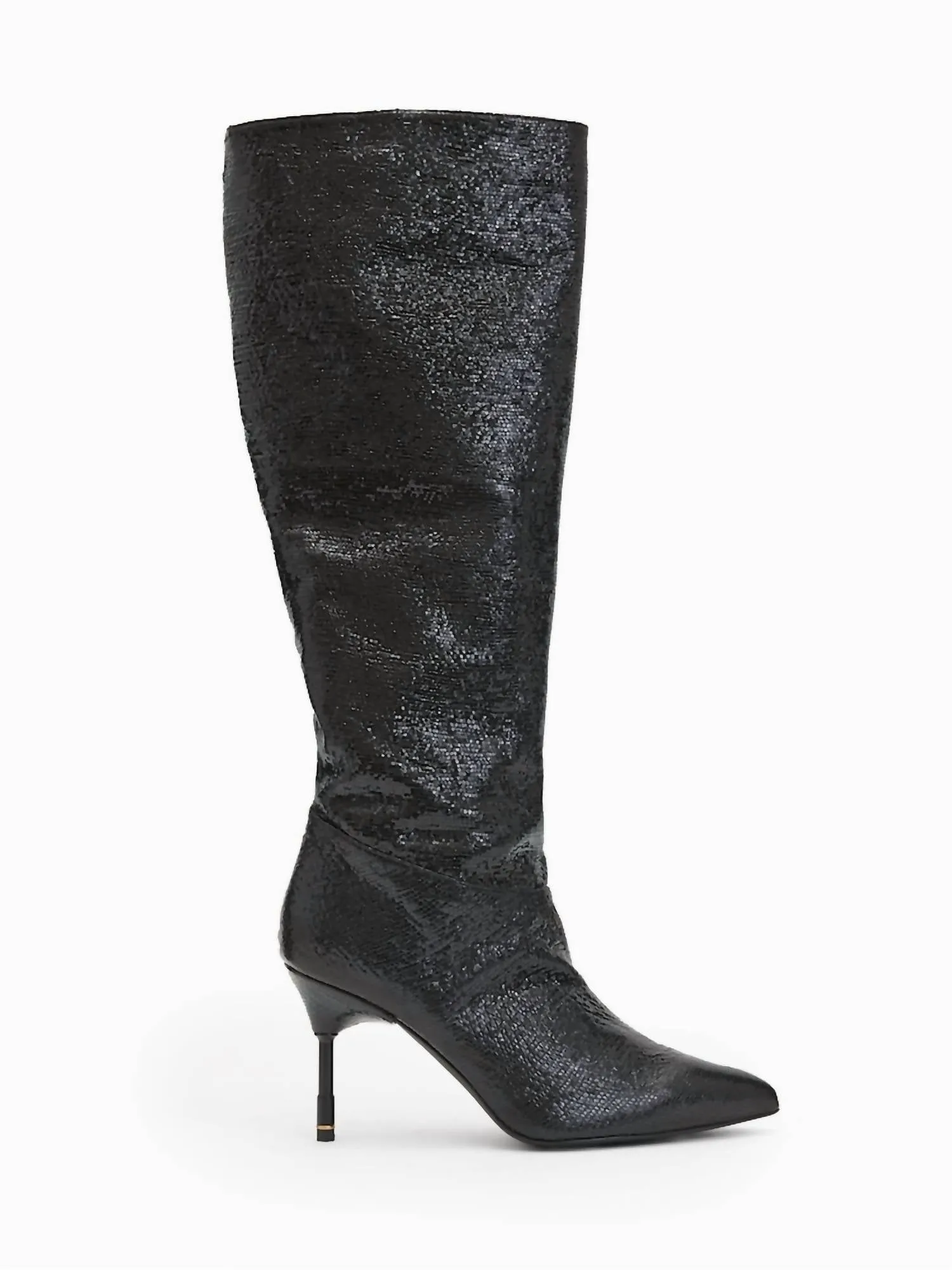Women's Nori Shimmer Knee High Leather Boots In Black Flexible Frame Rough Terrain