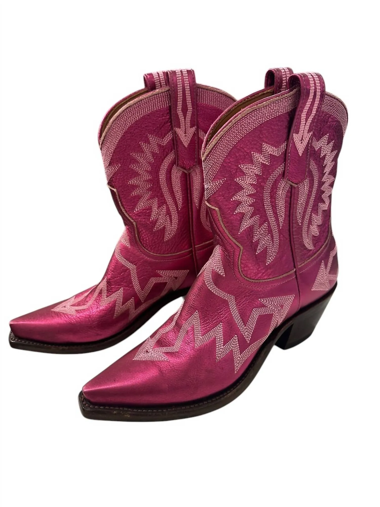 Feather Light Weather Resistant User Preloved Women's Maggie Metallic With White Stitching In Dark Pink