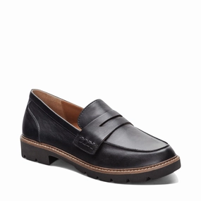 Aetrex Women's Collette Leather Loafer in Black Double Monk Strap Water Safe