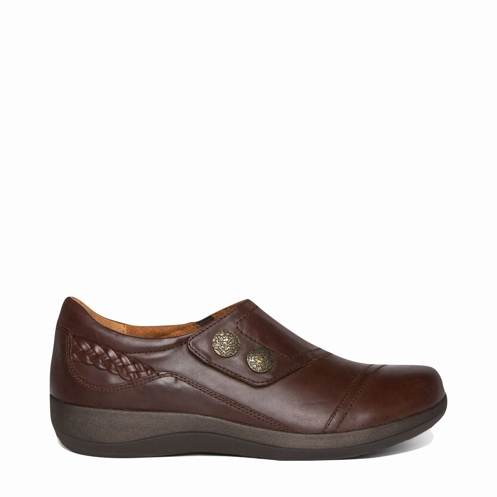 Aetrex Women's Karina Slip On in Brown Style Pace Easy Travel