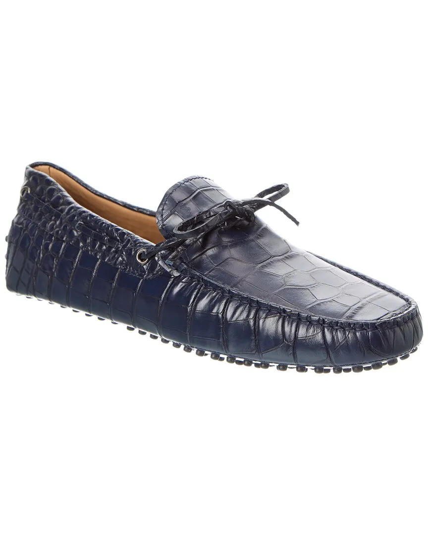 TOD??s Croc-Embossed Leather Loafer Stretchable Slip On Light Step