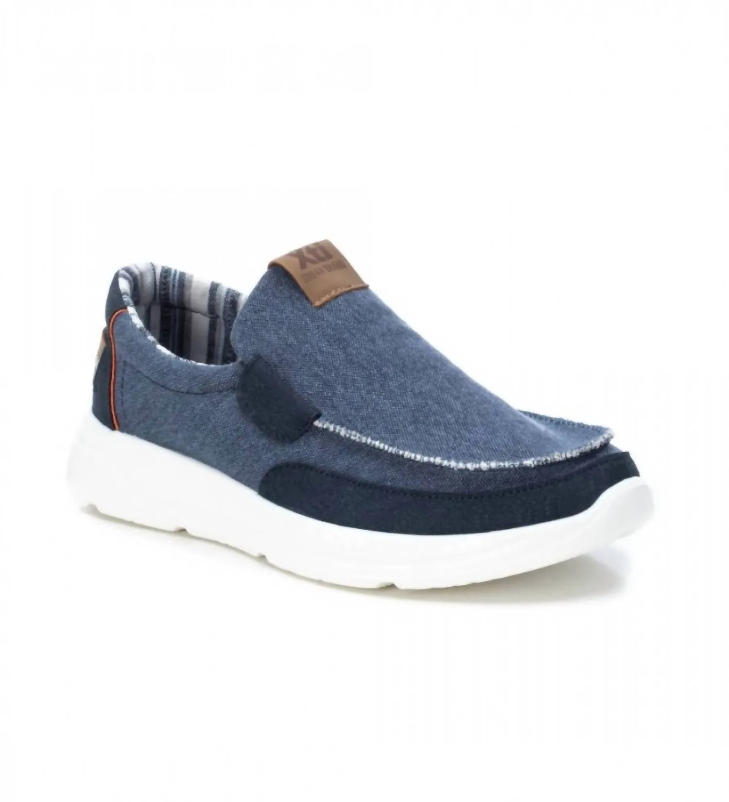 Men's Canvas Loafers In Navy Step Comfort Walk Easy Slip Shoes