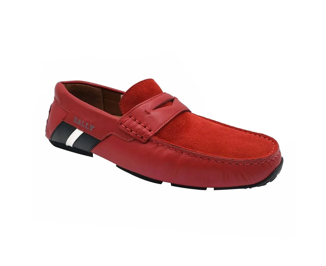 Bally Men's Piotre Leather / Suede With  /  Web Logo Slip On Loafer Shoes Relaxed Ease Walk