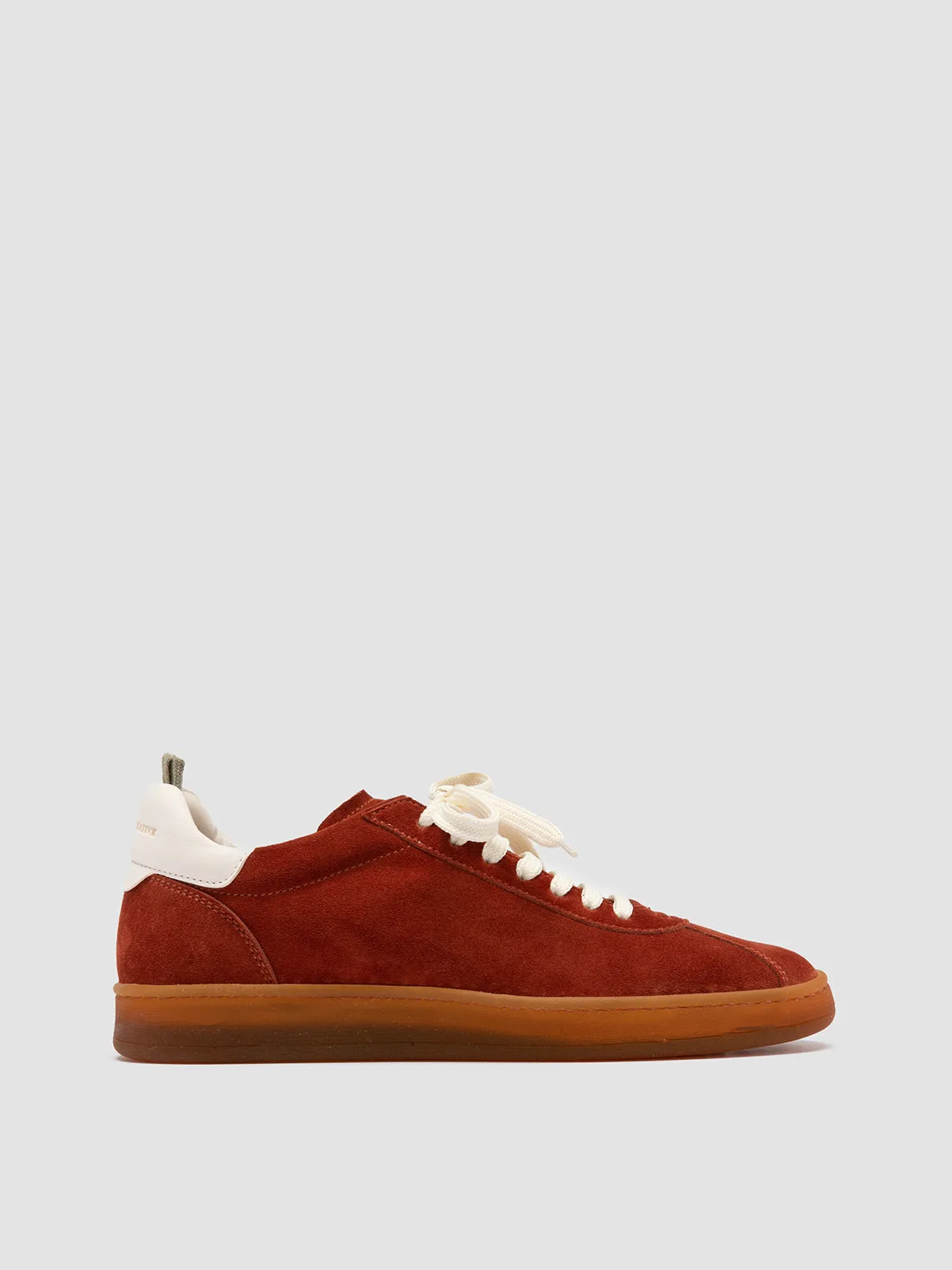 Elastic Band Leather DESTINY 101 - Red Leather and Suede Low Top Sneakers
