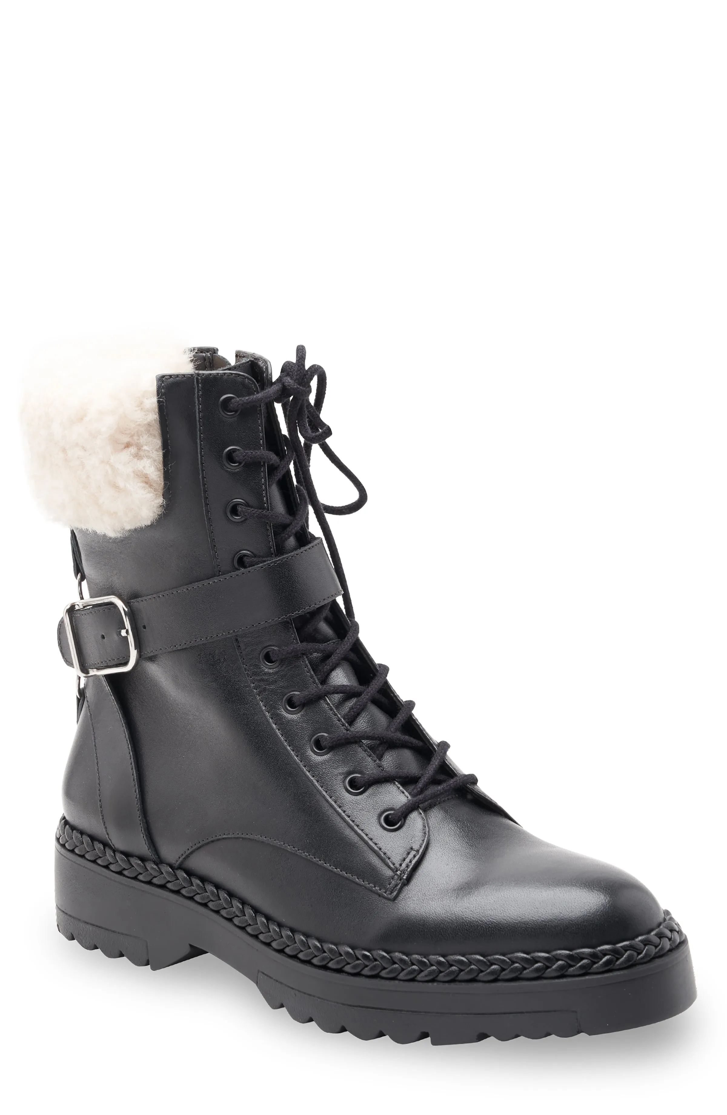 Helina Combat Bootie with Faux Shearling Slip Resistant Rural Traveler
