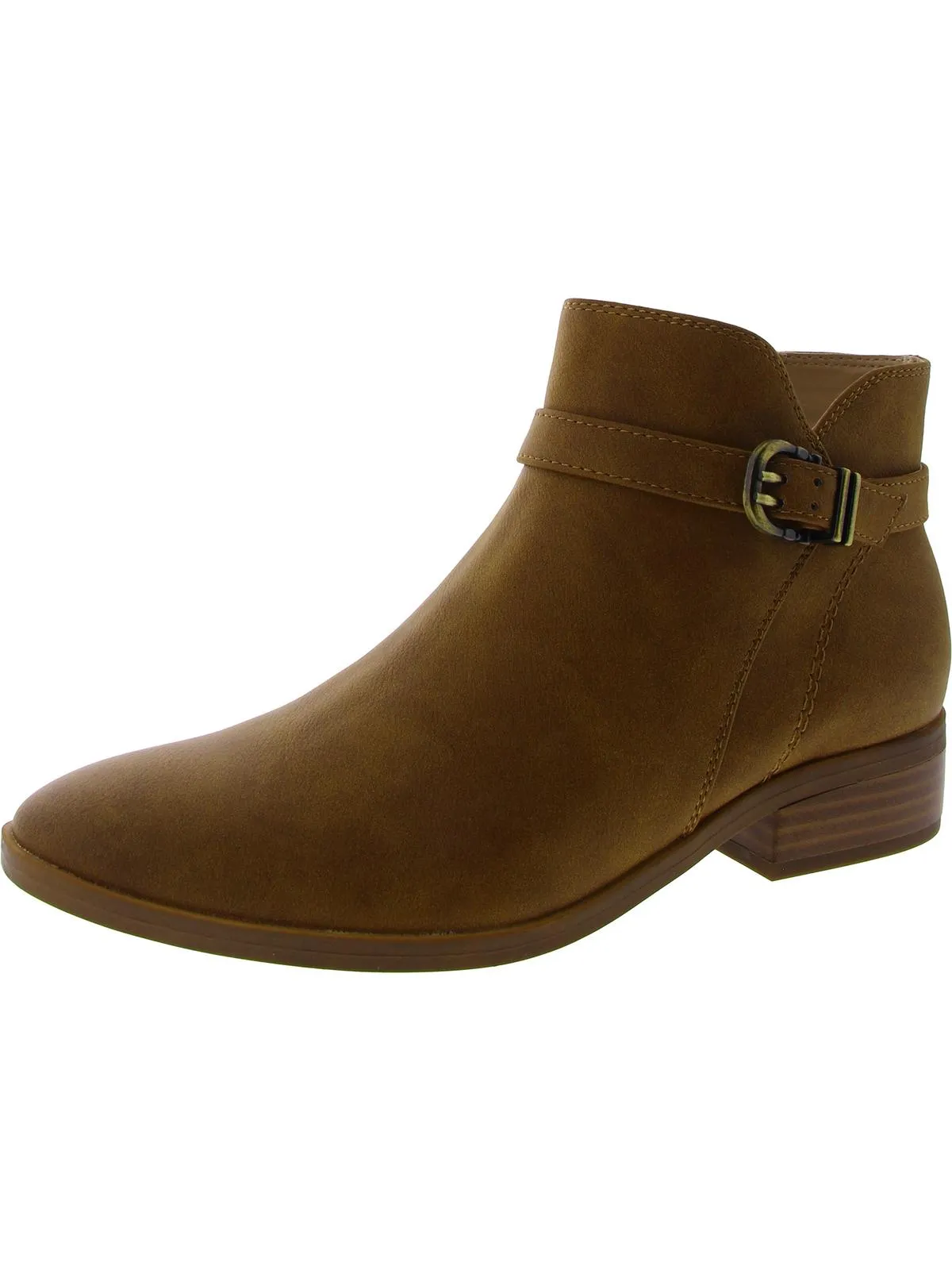 Rosaline Womens Faux Leather Ankle Booties Tread Pattern