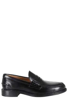 Almond Toe Black Leather Loafers Resilient Midsole Walk On Comfort