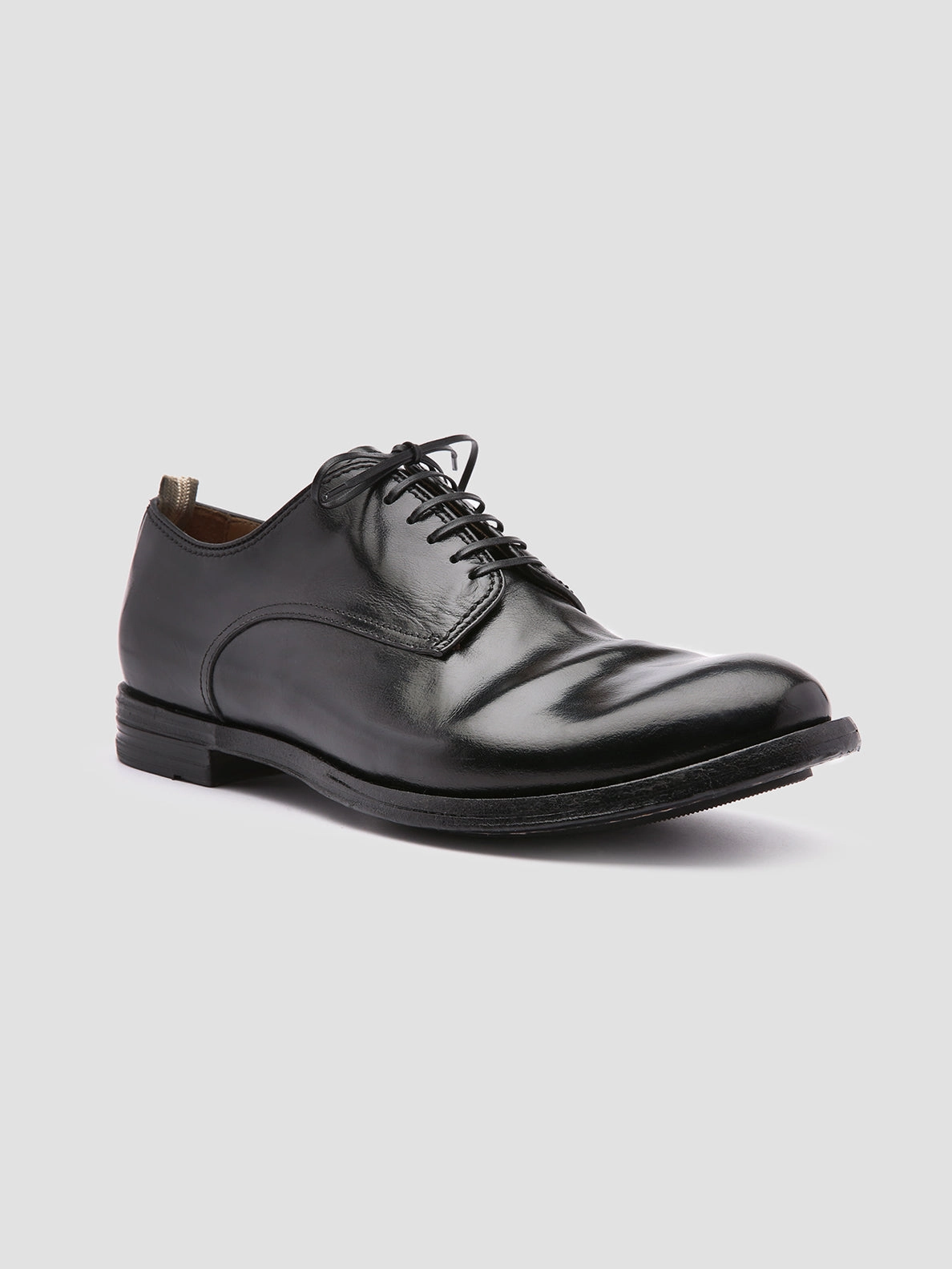 ANATOMIA 012 - Black Leather Derby Shoes Elastic Goring Insert
