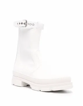 Ankle Boots With Strap In White Abrasion Resistant Lining
