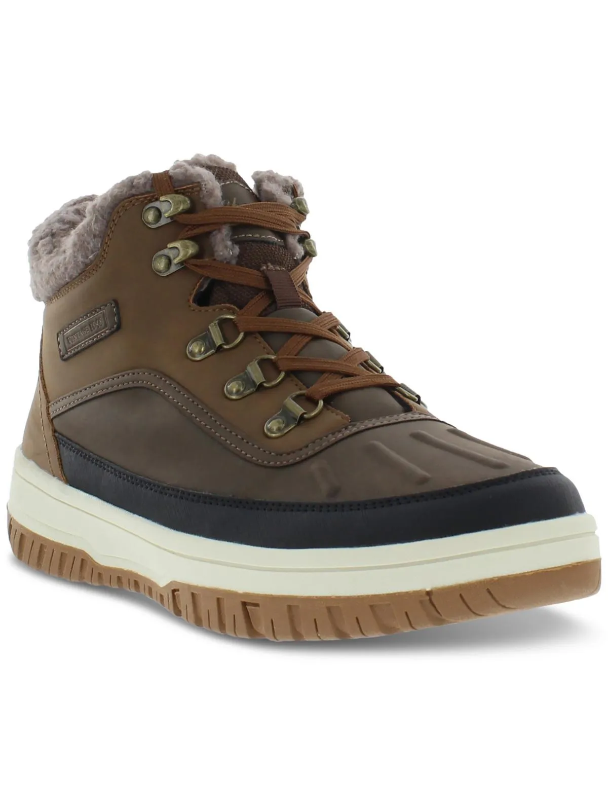 Compact Form Slip Resistant Urban Traveler Larry Mens Faux Leather Cozy Winter & Snow Boots