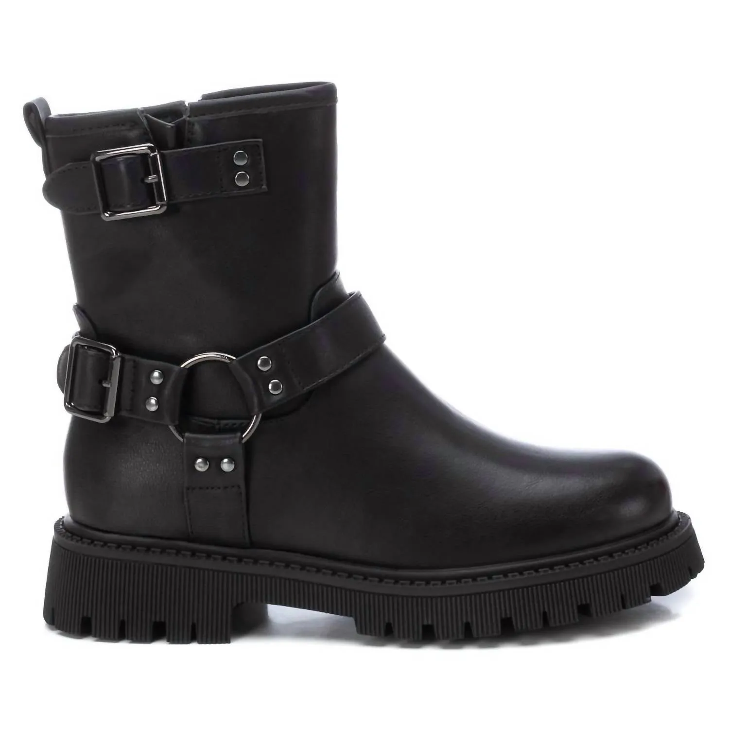 Women's Buckles Booties In Black Padded Interior Outdoor Trek