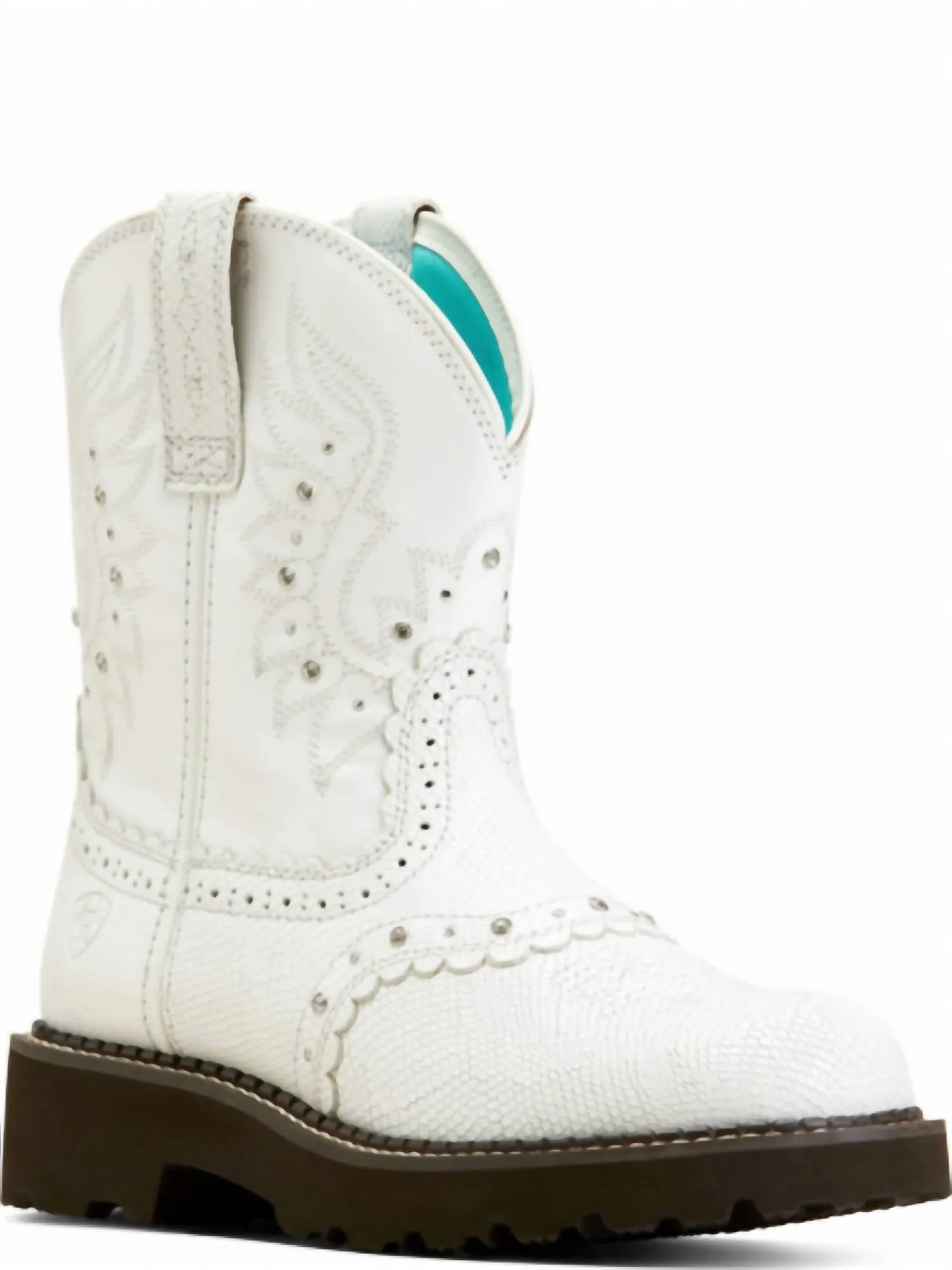 All Day Low Profile Cold Climate Women's Gembaby Western Boot In White Snake Emboss / Opulent White