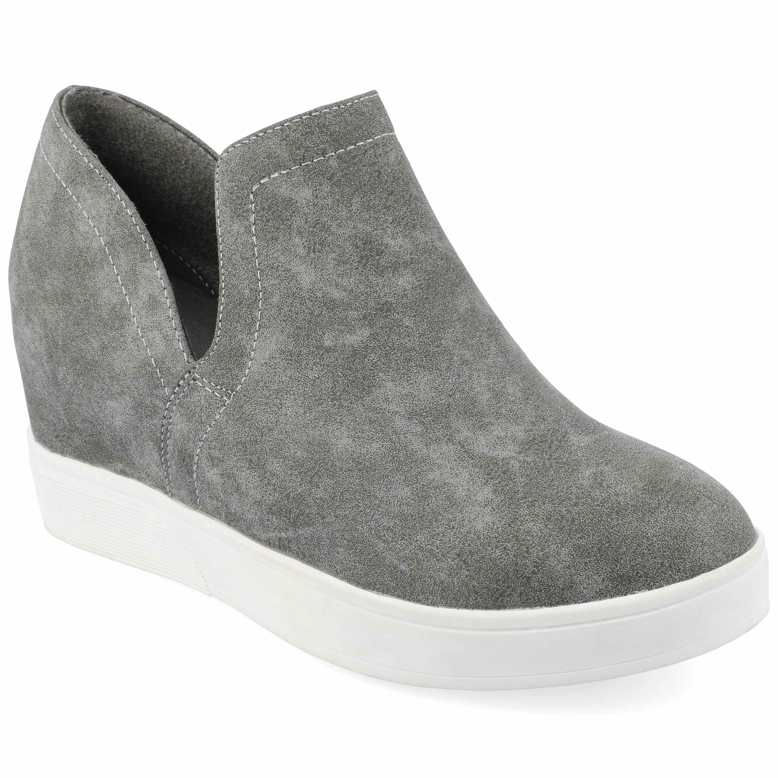 Journee Collection Women's Cardi Wide Width Sneaker Wedge Easy - to - Clean