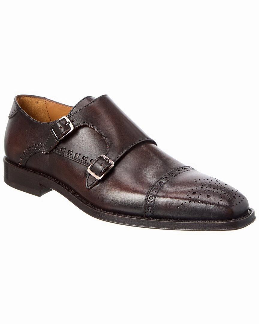Antonio Maurizi Cap Toe Double Monk Leather Loafer Easy Slip On Slip Access Fit