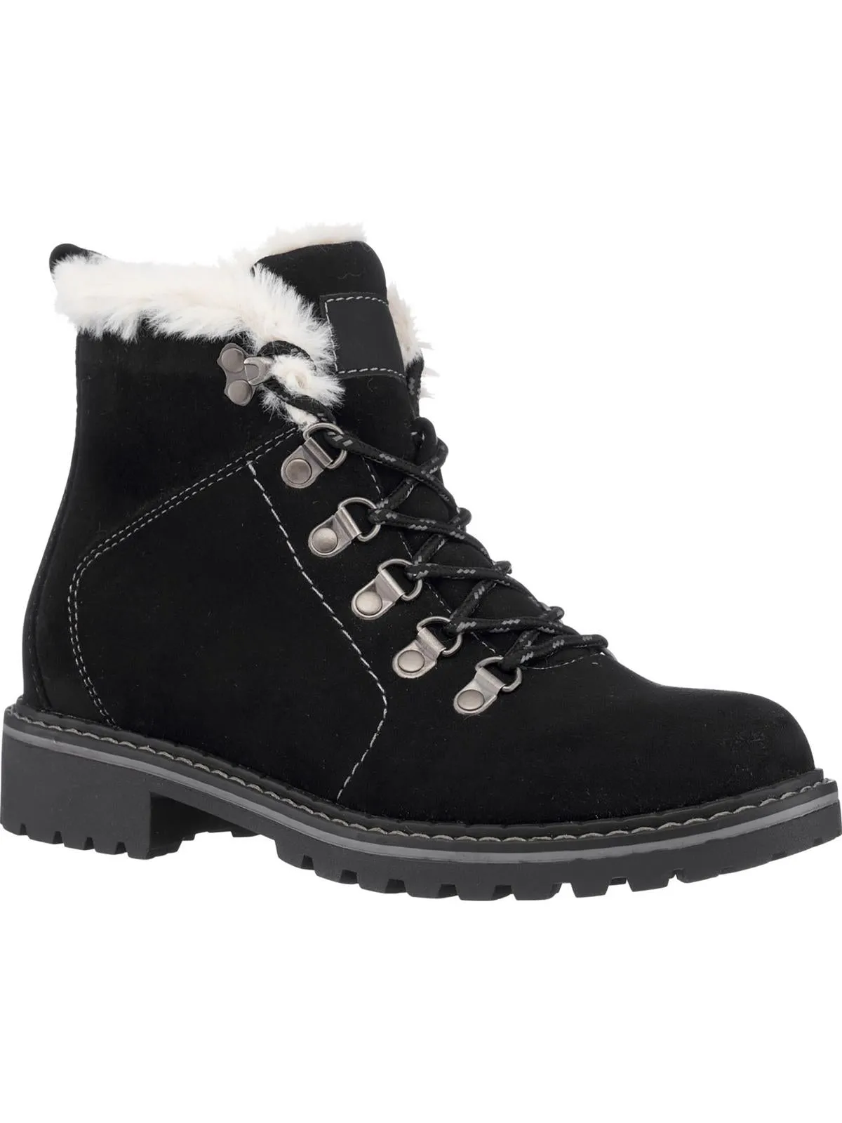Chill Weather Tinsley Womens Microsuede Ankle Combat & Lace-up Boots