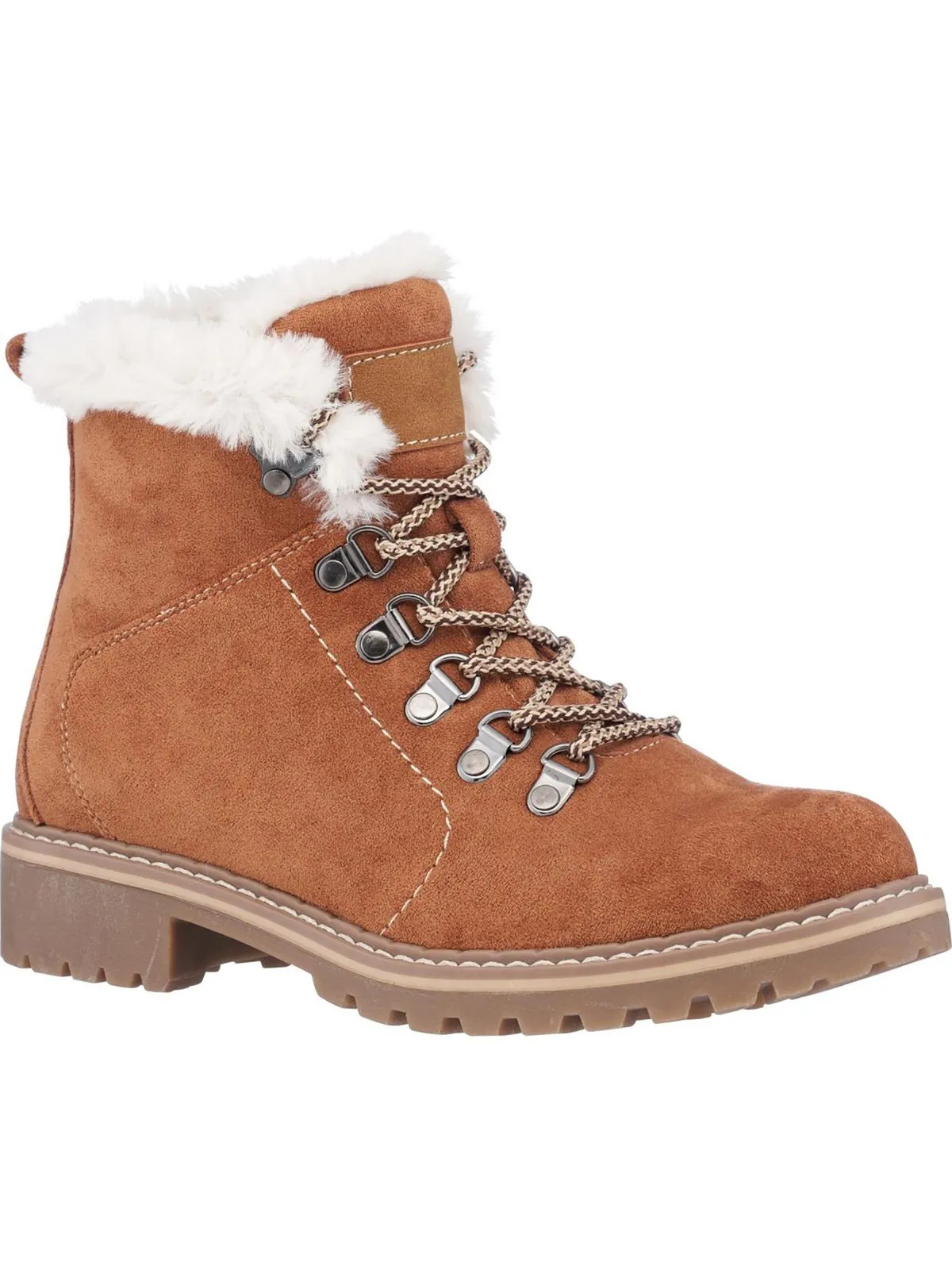 Tinsley Womens Microsuede Ankle Combat & Lace-up Boots Comfortable Balance