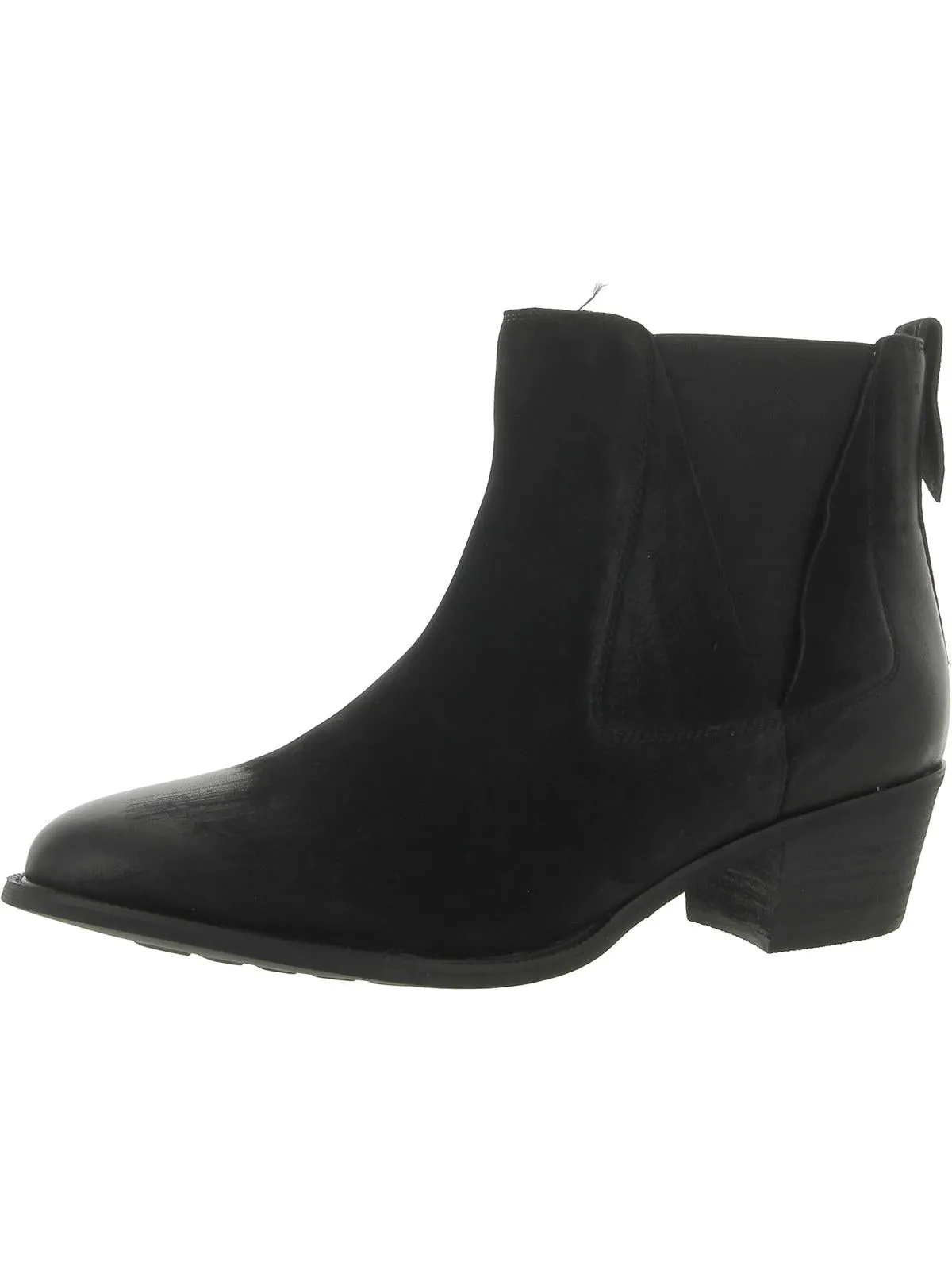 Rubber Tread Pattern Arleta Womens Leather Block Heel Booties