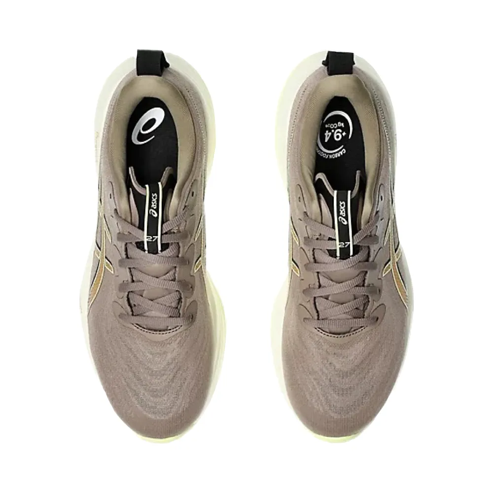 Asics Men's Gel-Cumulus 27 Sneaker in Taupe Grey/Black perforated upper