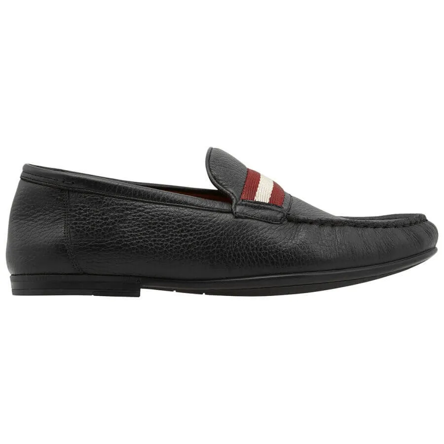 Street Wear Active Walk Fit Bally Crokett Men's 6228362 Black Leather Loafers