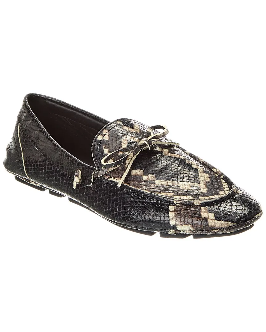 Bally Gaspar Snake-Embossed Leather Loafer Sole Flexible Slip On