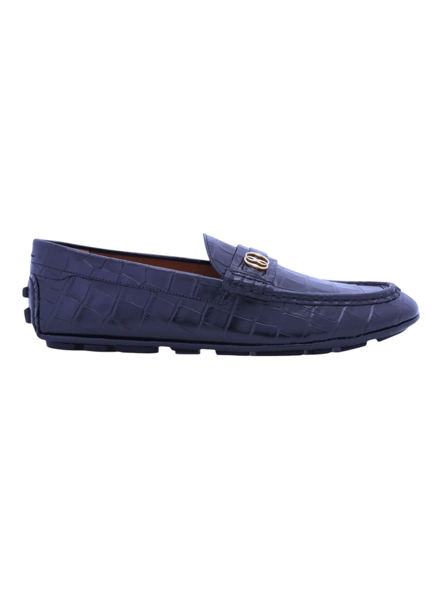 Bally Keeper 6305314 Men's Midnight Croc-Embossed Kerbs Drivers Airy Fit