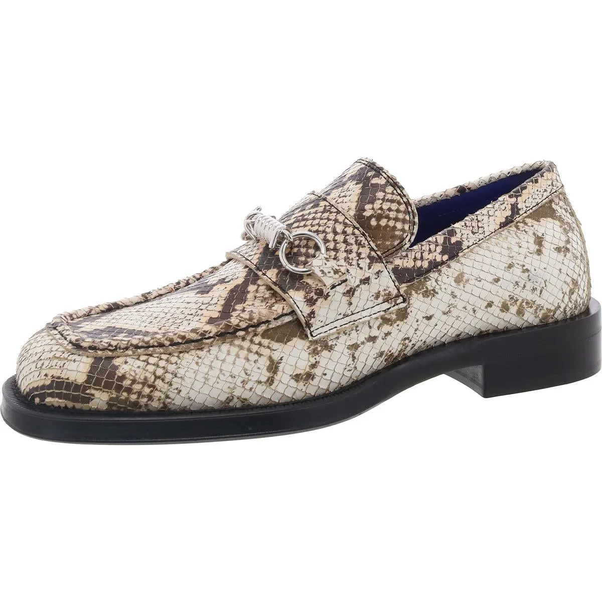 Step In Insole Removable Slip On Barbed Loafers Mens Snake Print Leather Loafers