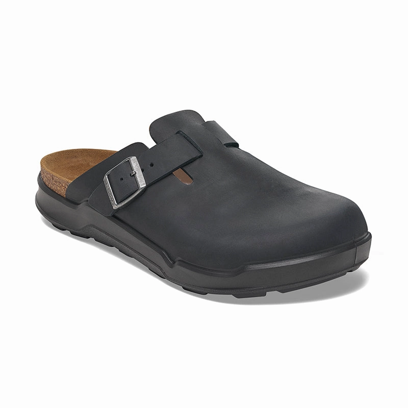 Men's Boston Rugged Black Oiled Leather Classic Toe Shape Frost Step