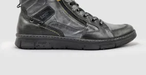 Men's Thick Wool-Lined Zip-Up Leather Boots In Grey Versatile Style