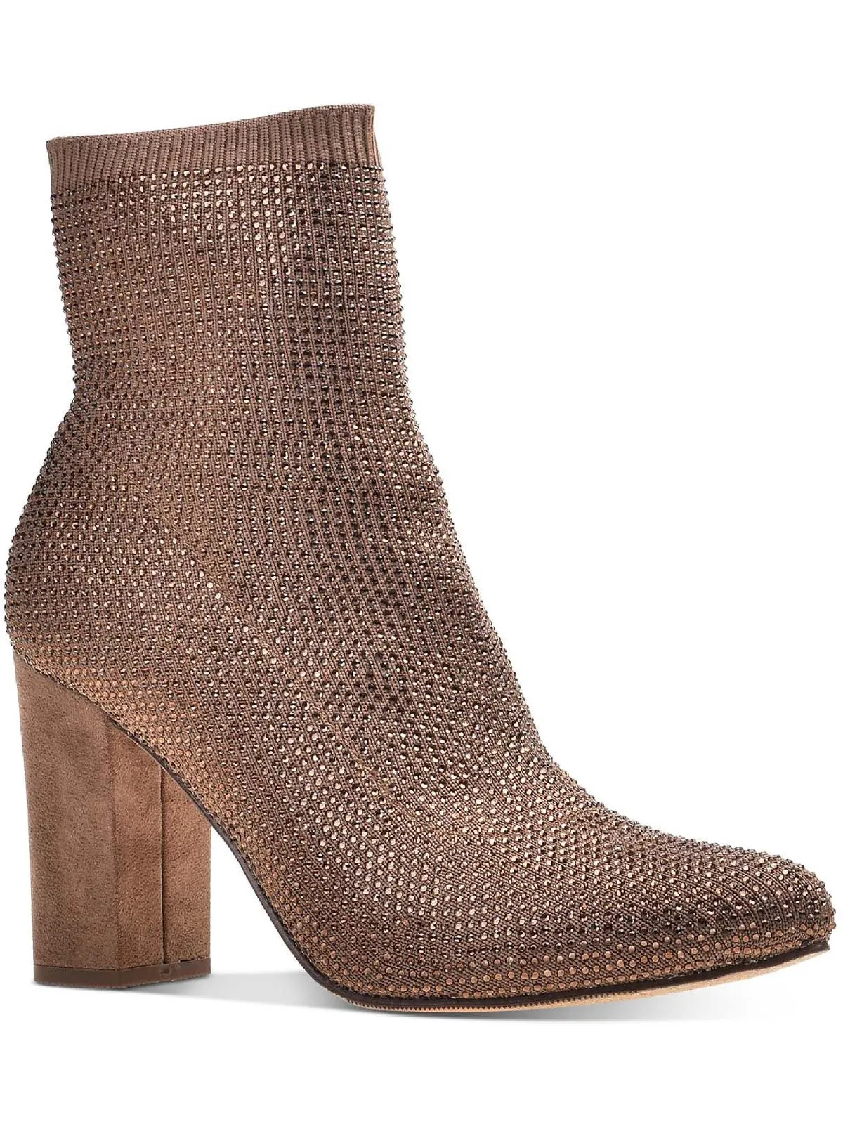 Music Festival Zipper Closure Baybe Womens Rhinestone Block Heel Ankle Boots