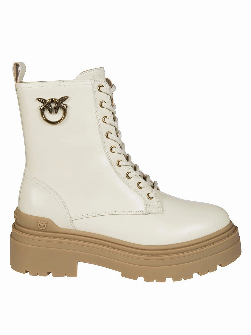 Beige Leather Biker Boots Lateral Stability