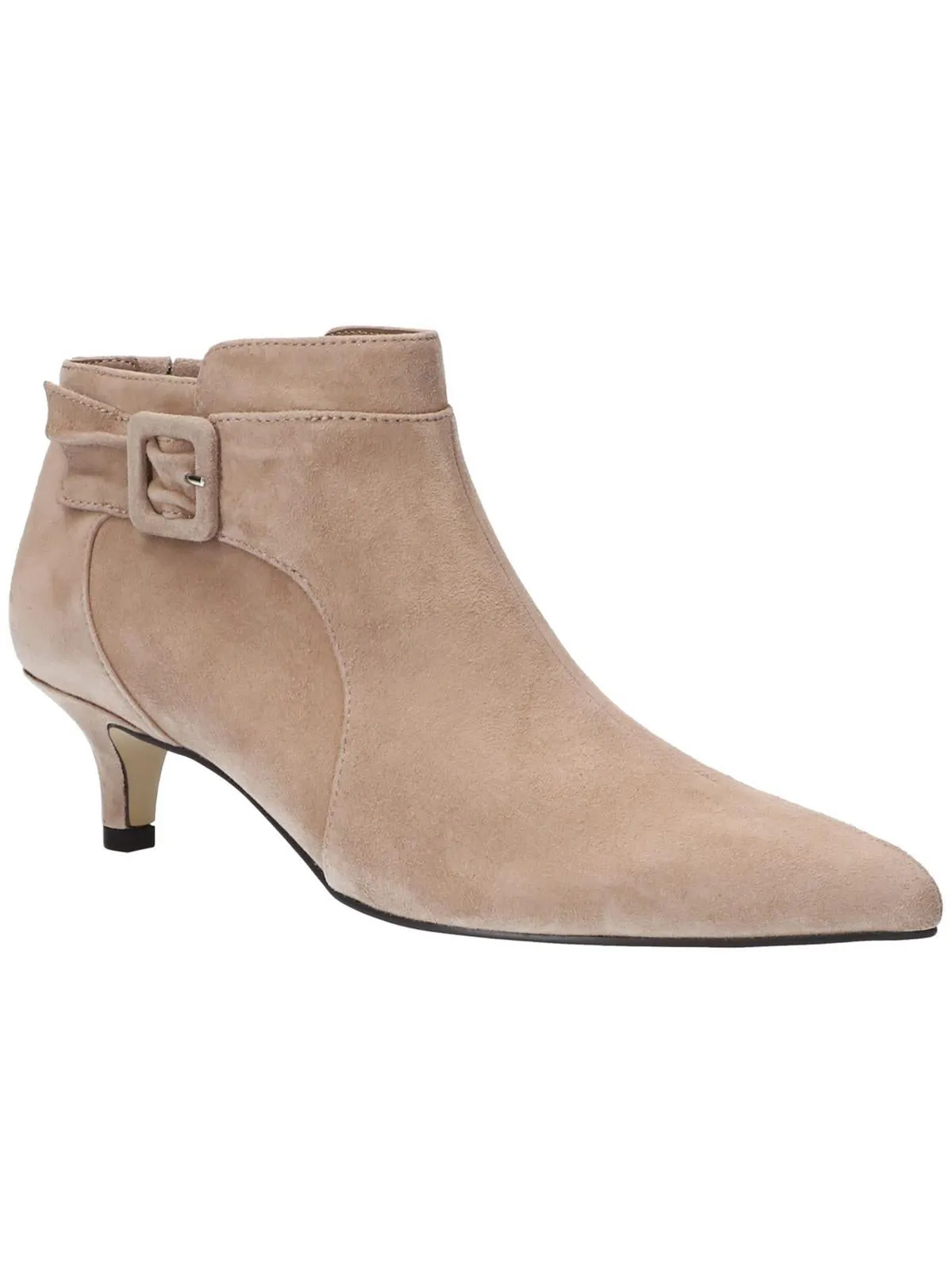 Nude Soft Chunk Heel BINDI Womens Suede Zipper Booties
