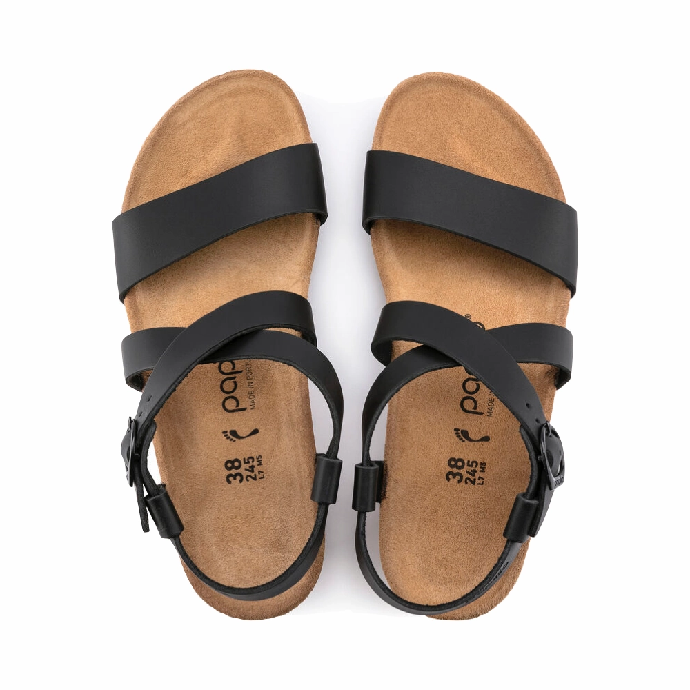 Birkenstock Women's Sibyl Smooth Leather Wedge Sandal in Black slim fit