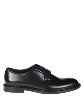 Soft Lining Sweat Wicking Black Leather Derby Shoes