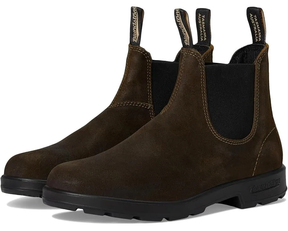 Seamless Comfort Morning Walk Blundstone 1615 Boots Men's  Olive Suede Round Toe Ankle Chelsea JOBB516