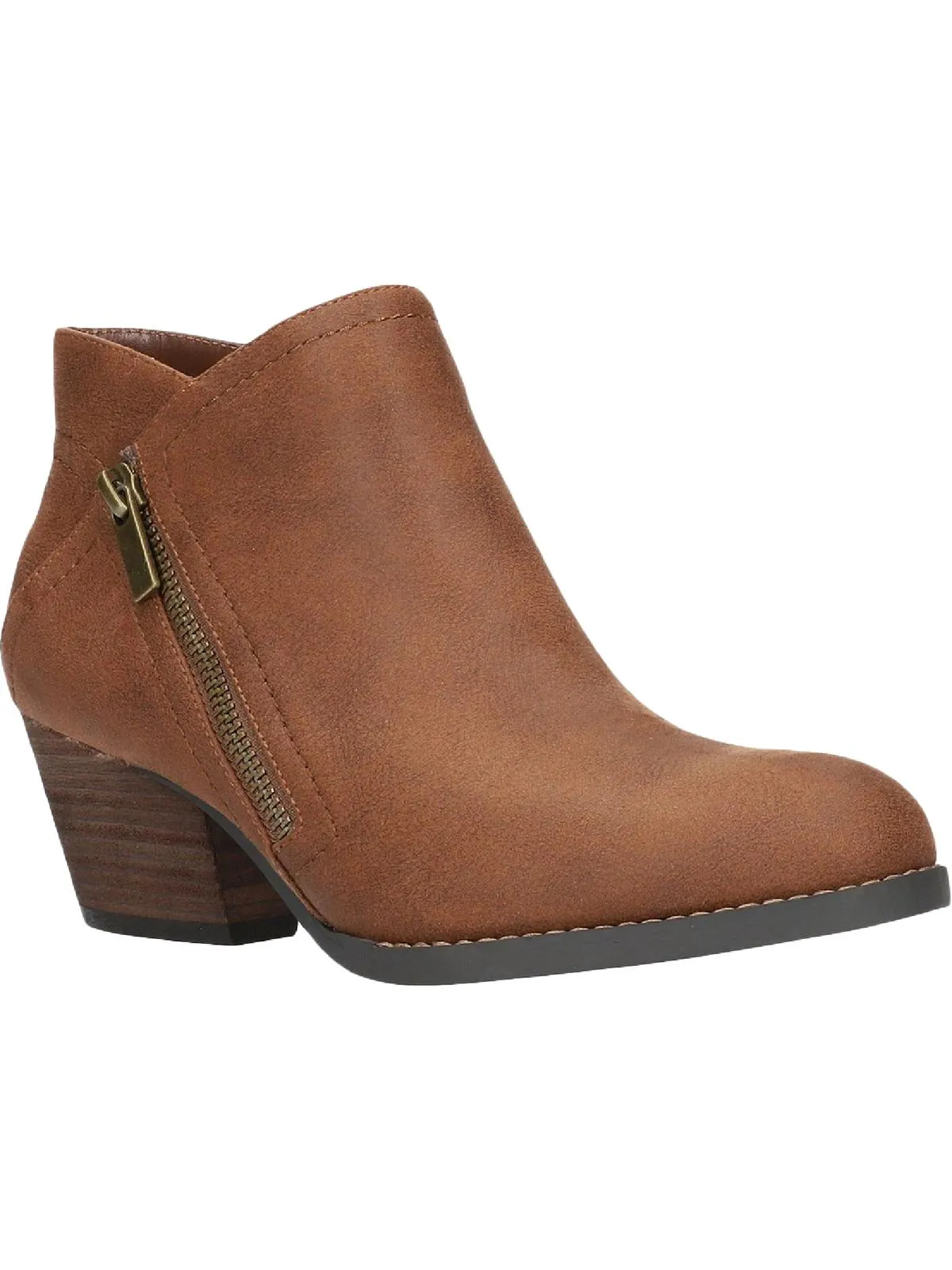 Bobbi Womens Faux Leather Block Heel Booties Protective Finish Rough Trail Hiker