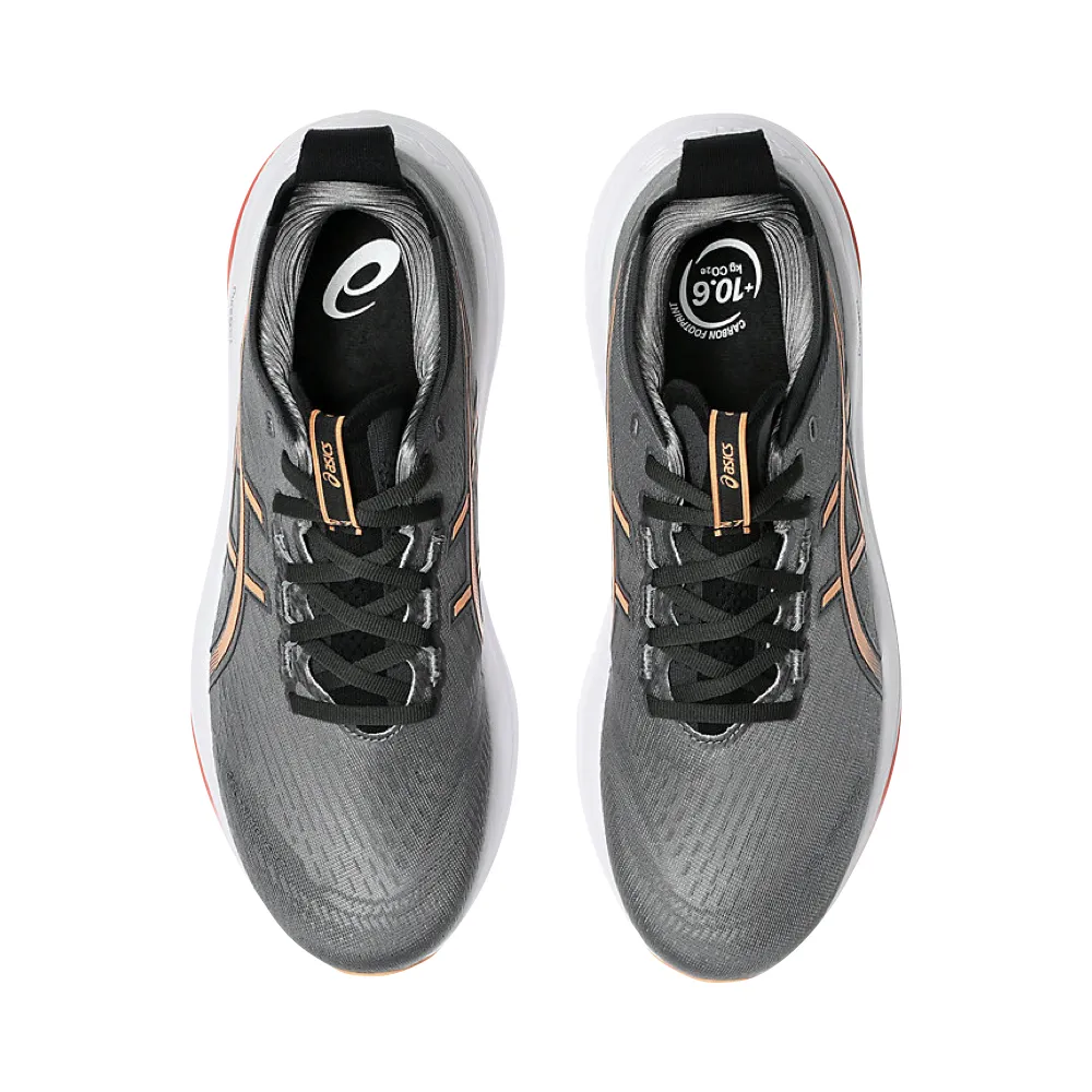 Responsive Footbed Breathable Zones Asics Men's Gel-Nimbus 27 Sneaker in Carbon/Mojave