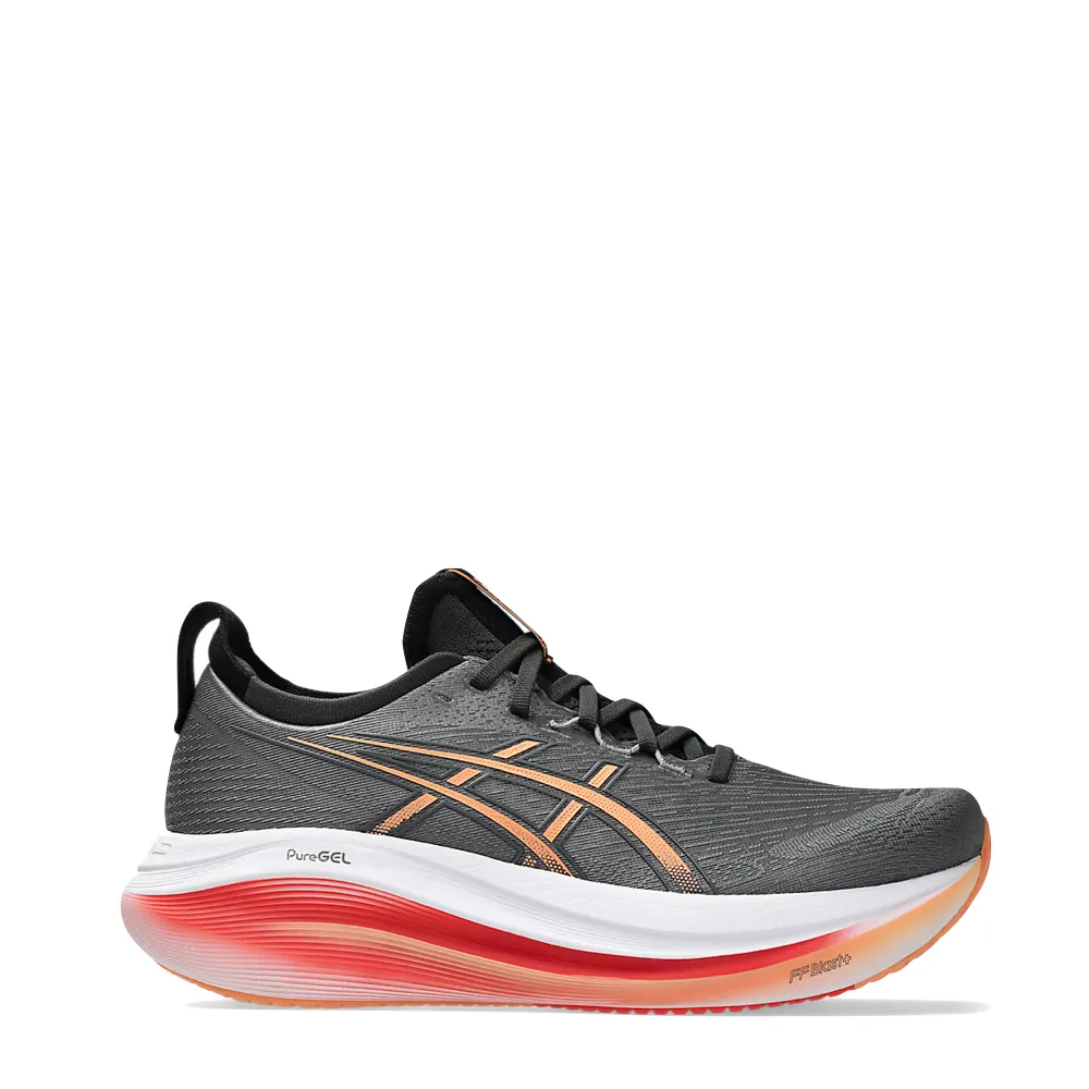Asics Men's Gel-Nimbus 27 Sneaker in Carbon/Mojave Comfortable Sides