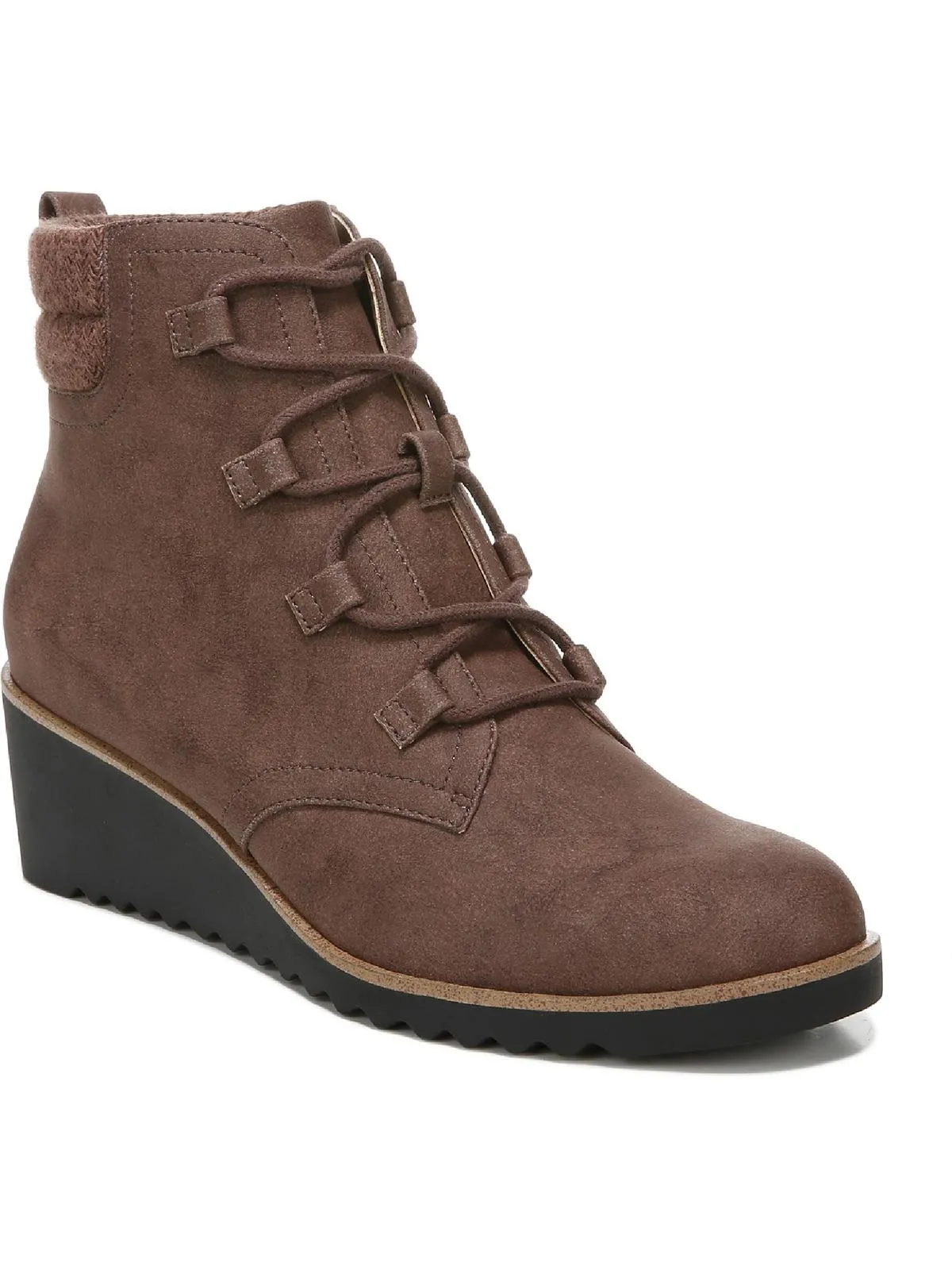 Adventurous Spirit Cushioned Step Urban Commute Zone Womens Leather Ankle Wedge Boots