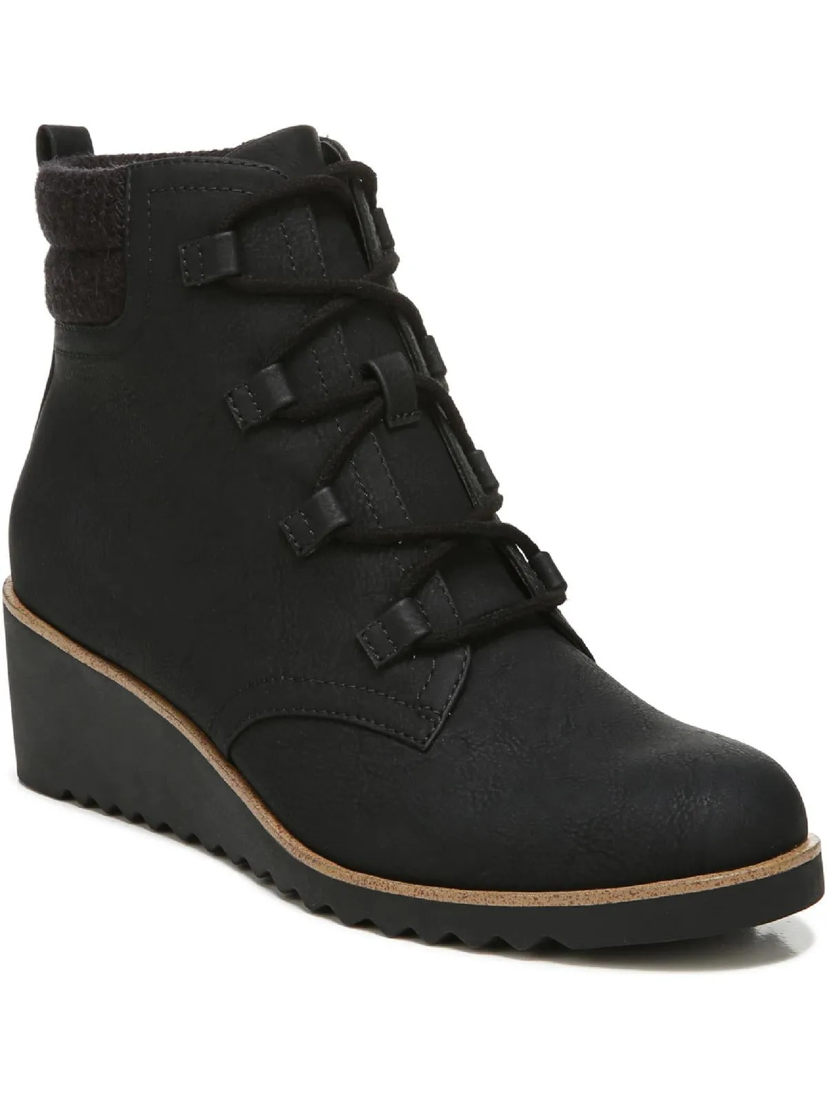 Well   Made Zone Womens Leather Ankle Wedge Boots
