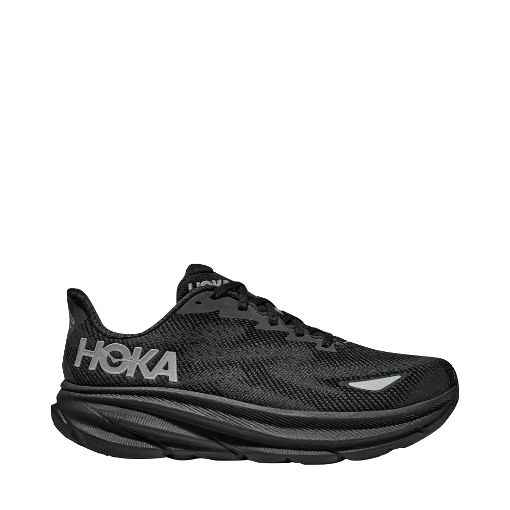 Hoka Men's Clifton 9 GTX Sneaker in Black/Black Smooth Form