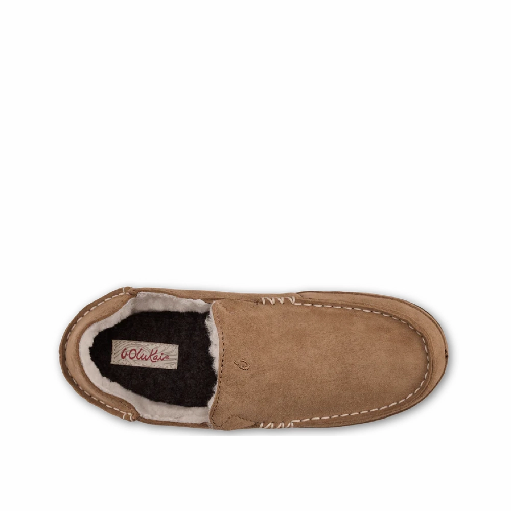Outdoor Adventure Simple Slip-On OluKai Women's Nohea Shearling Lined Slipper in Tan