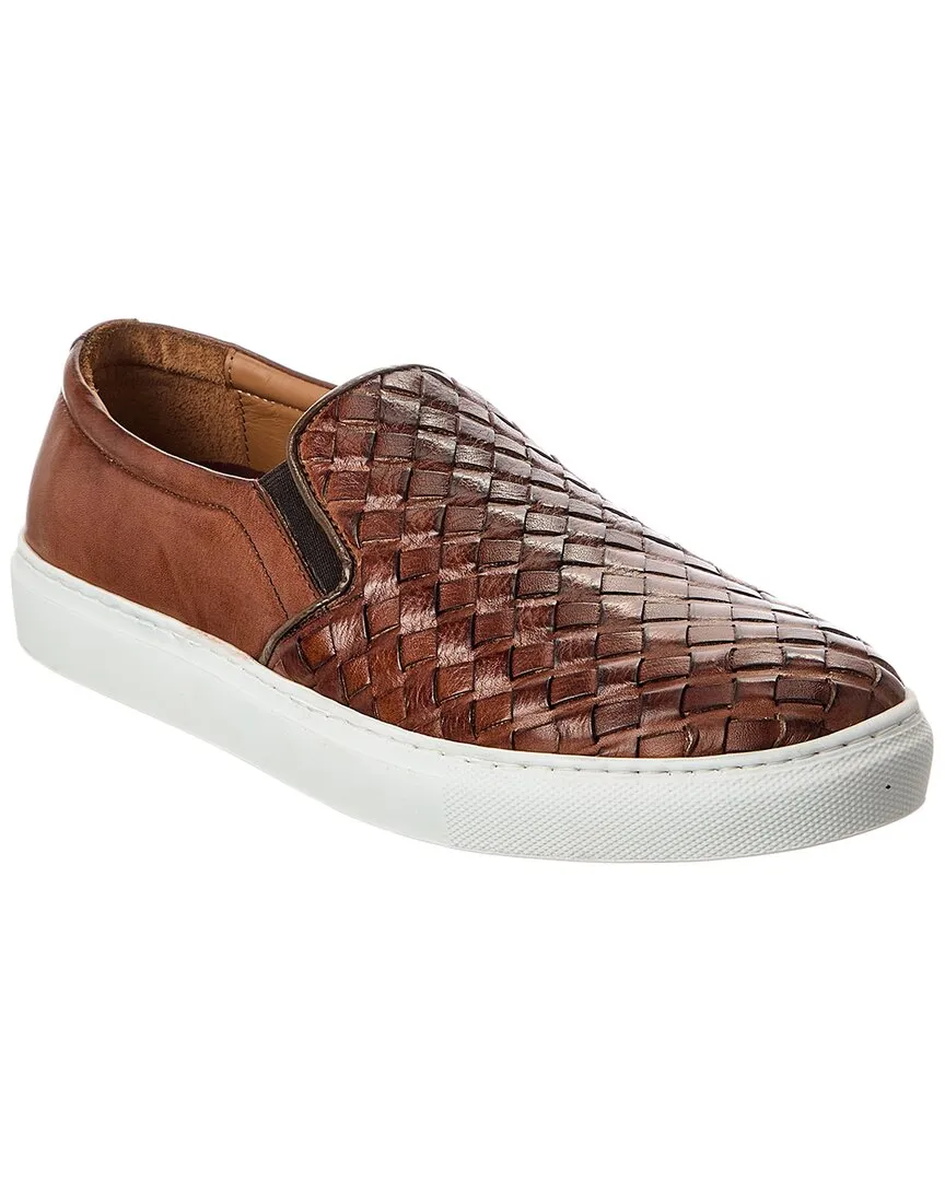 Bruno Magli Livorno Woven Leather Slip-On Sneaker Minimalist Style