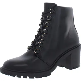 Buffey Womens Faux Leather Ankle Combat & Lace-up Boots Neutral Colors